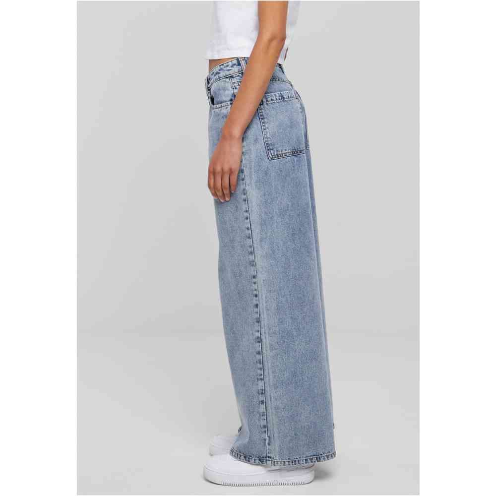 Urban Classics - Mid Waist Wide Denim Weite Hose - Blau